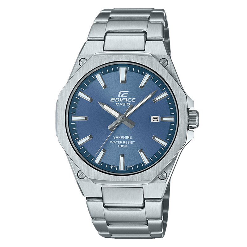 卡西欧旗舰店手表男正品Edifice限量八角商务简约三针蓝宝石镜面钢带防水男士电子日韩石英表 男EFR-S108D