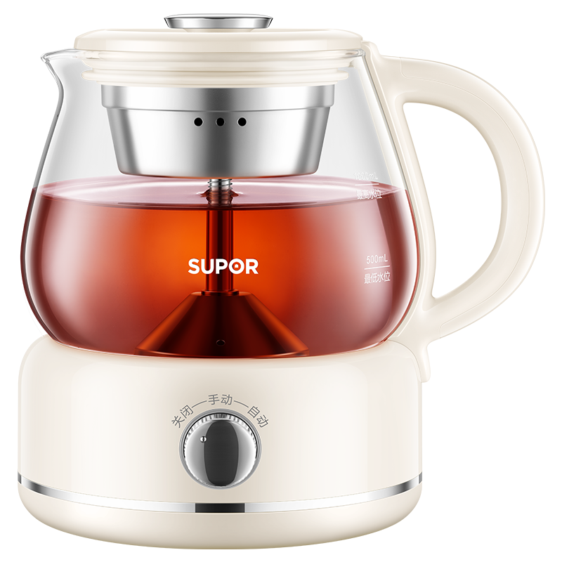 苏泊尔(SUPOR)煮茶器煮茶壶花茶壶 养生壶迷你电热水壶喷淋式煮茶不锈钢滤网SW-10C09