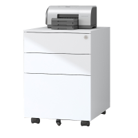 质凡活动柜铁皮文件柜办公室储物柜桌下移动抽屉柜小柜子带锁 黑色侧拉三抽