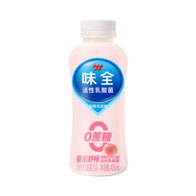 味全活性乳酸菌乳饮品 0蔗糖白桃乌龙原味 435ml*12瓶整箱 低温冷藏 活菌饮品 餐后舒畅 0蔗糖更健康