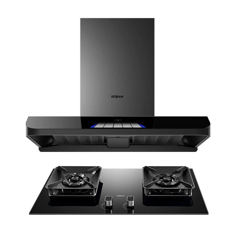 [灵犀科技]老板(ROBAM)烟灶套餐两件套欧式触控式AI控制25立方抽油烟机+5.2灶具厨电套装63A3S+57B6D