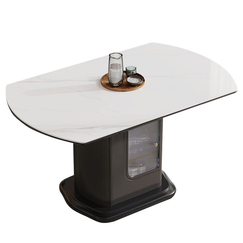 SINISO美式轻奢现代简约实木法式家用餐桌椅组合可伸缩方圆餐桌7