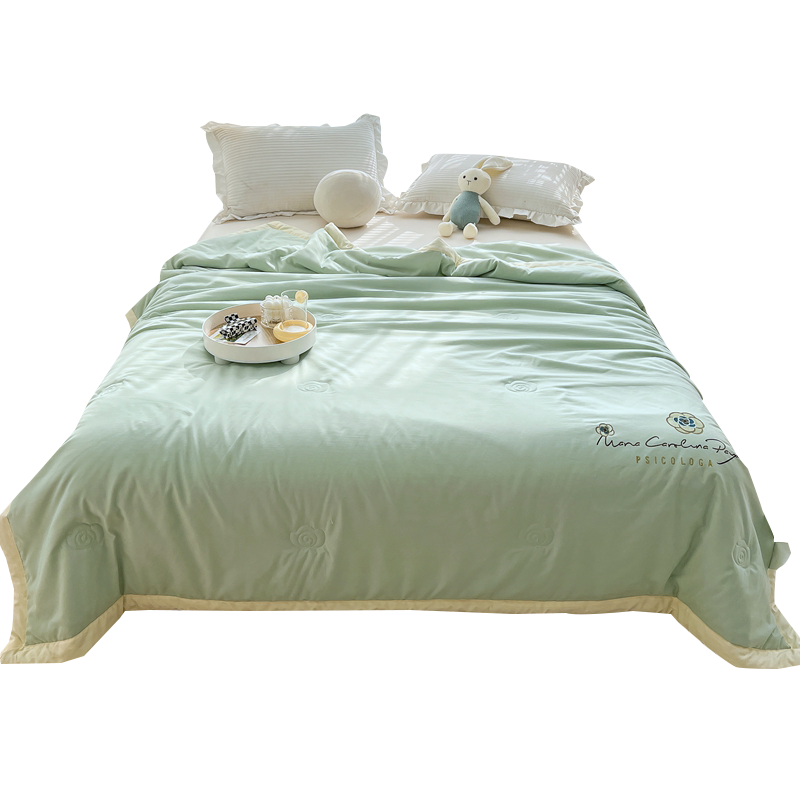 雅鹿夏季清新刺绣山茶花夏凉被子单双人