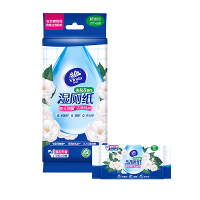 维达山茶花超迷你湿厕纸7片6小包装/袋×2袋