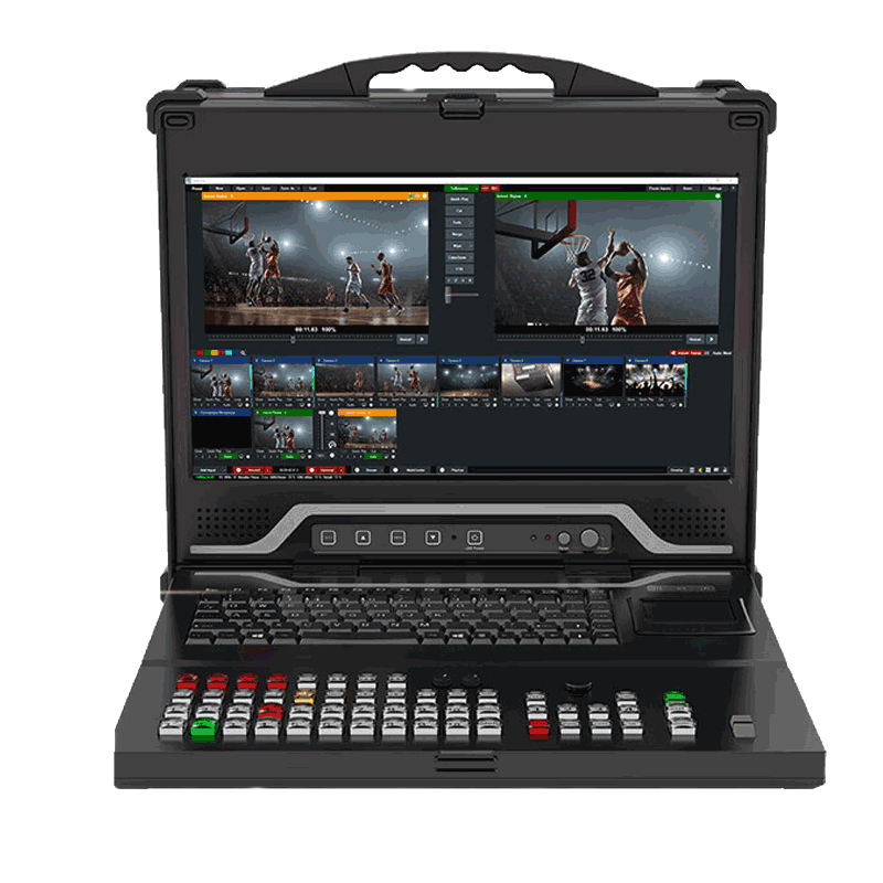 天影视通 便携式直播录播导播直播推流一体机虚拟抠像系统切换台12路4k可兼容高清