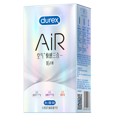 [AiR空气套]杜蕾斯避孕套空气快感三合一16只装 隐润螺纹安全套 超薄款 男用成人情趣计生用品