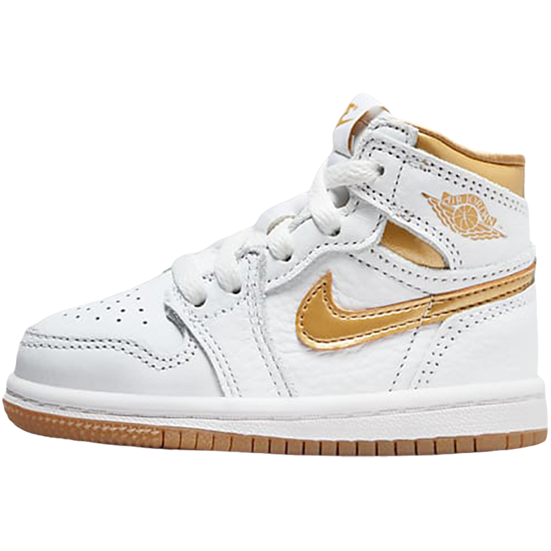 耐克 NIKE 青少年Air Jordan AJ1 High 白金色高帮篮球鞋 FD2598-107