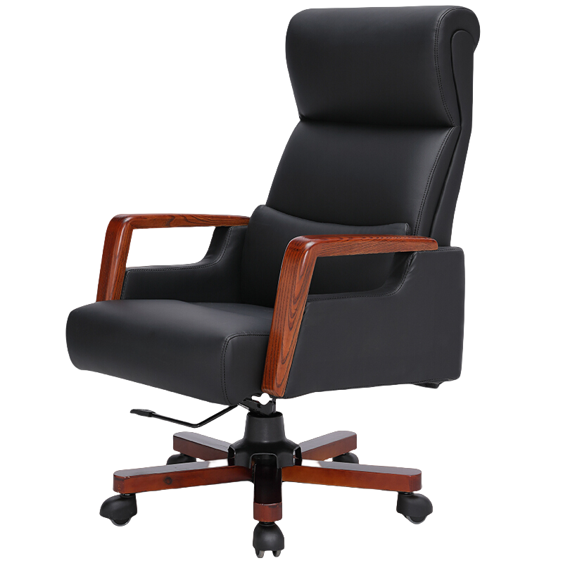 绵冠(MIANGUAN)办公椅可躺老板椅大班椅书房椅实木脚实木扶手转椅-XS