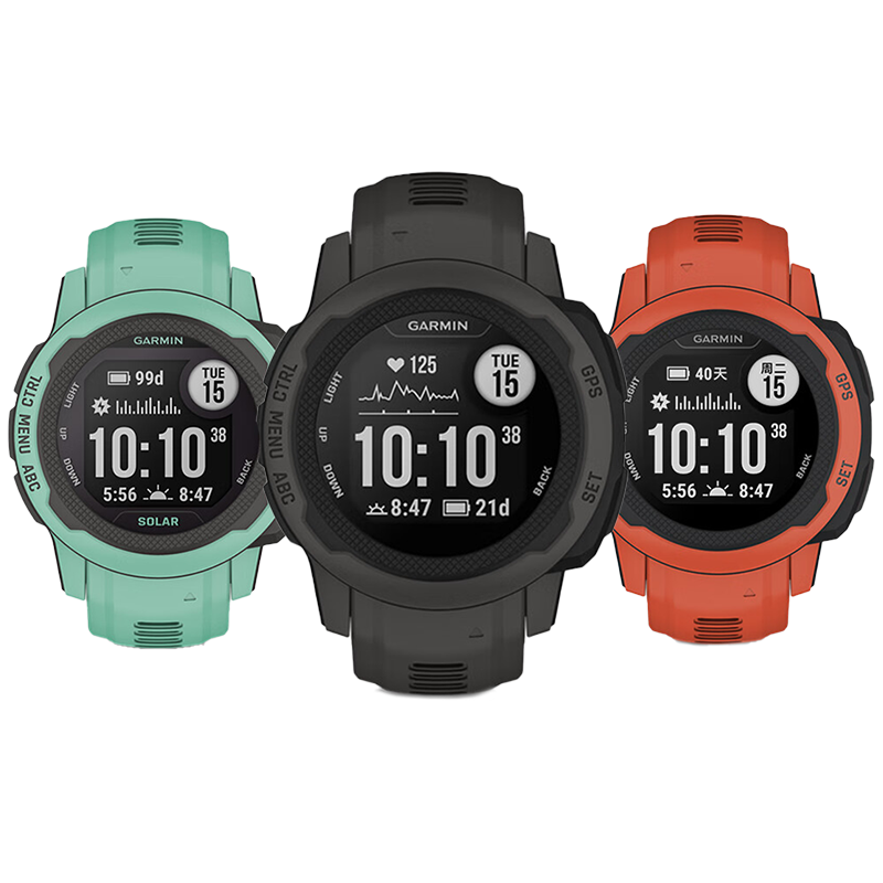 佳明(GARMIN)本能Instinct2S太阳能运动版湖水绿心率血氧跑步户外运动手表