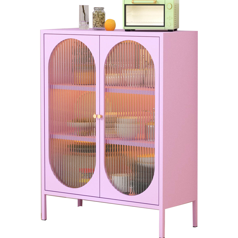 鑫欧驰 奶油风餐边柜铁艺收纳柜置物柜茶水柜酒柜客厅靠墙储物柜厨家用矮柜