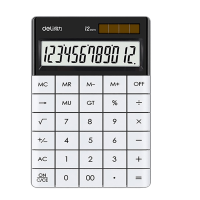 得力2135双电源电脑按键计算器 白色 12位大屏横式 金融财务/银行计算 办公文具用品