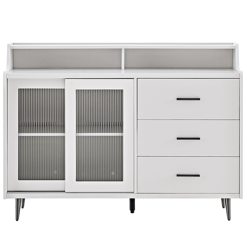 全友家居现代简约餐边柜餐厅备餐柜长虹玻璃门双层置物台分区储物柜