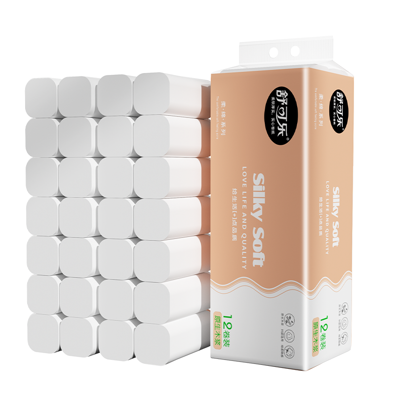 舒可乐 细韧绵柔 24卷/2提家用卫生卷纸 五层加厚柔软舒适湿水不易破实惠装纸巾原生木浆无芯手纸纸巾 母婴可用