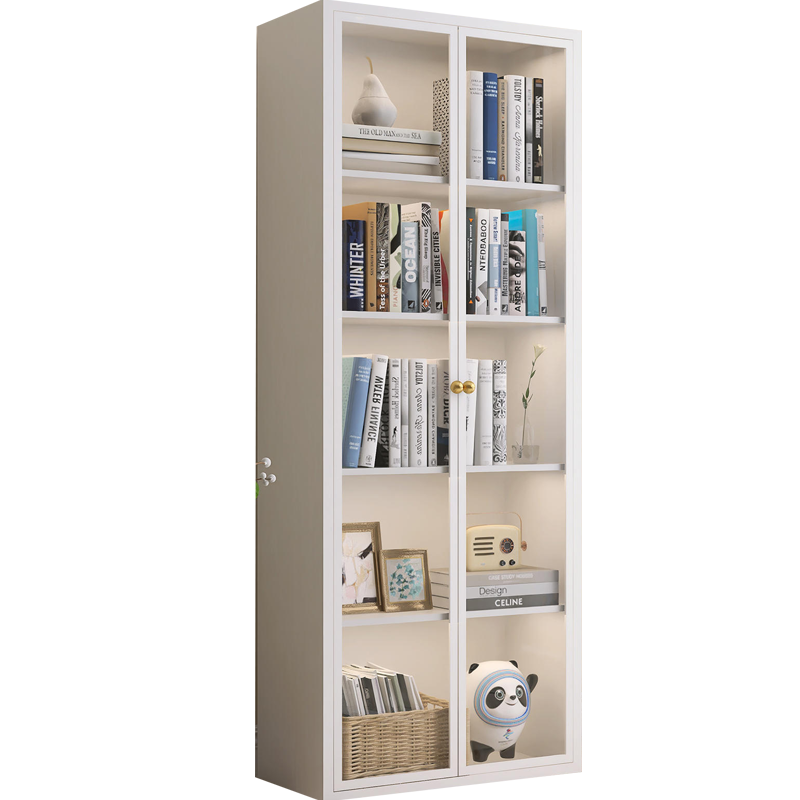 鑫欧驰 奶油风置物柜展示柜玻璃门柜钢制书柜文件柜多种组合