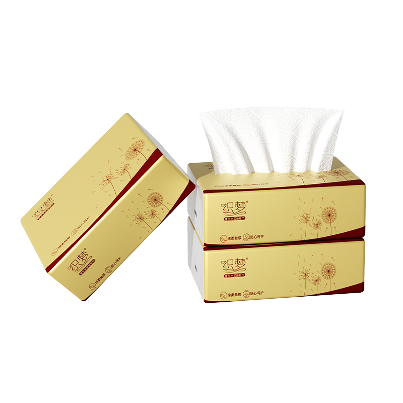 织梦 超韧可湿水抽取式纸面巾4层40抽*2包原生木浆抽纸纸巾实惠装餐巾纸家庭装纸抽卫生纸家用母婴可用 2包装