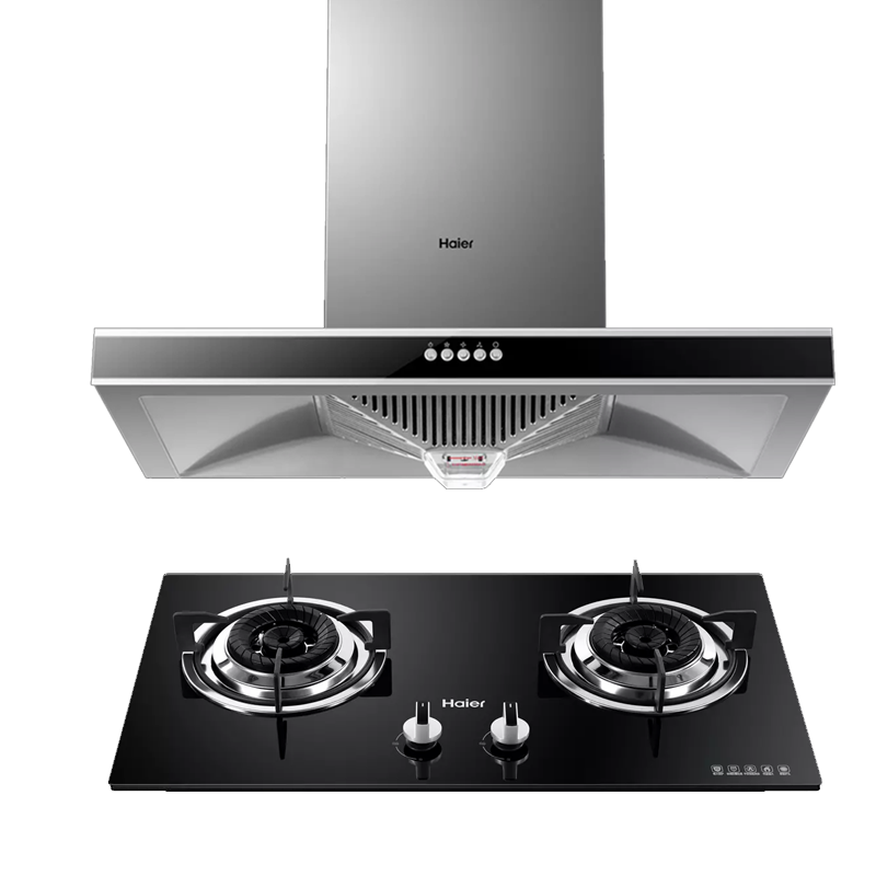 海尔(Haier)欧式抽油烟机烟灶套餐E900T6V+Q235(12T) 17立方大吸力油烟机+4.2KW天燃气灶