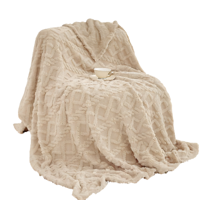 德泽棕影剪花绒毛毯