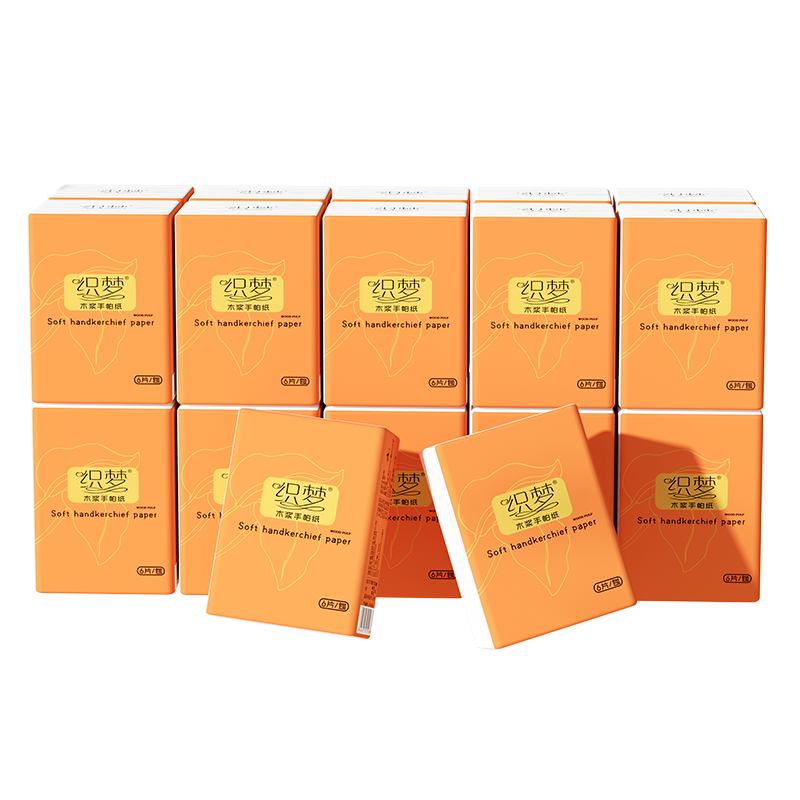 织梦手帕纸 便携式实惠压花随身装抽取式手帕纸每包6片装10包每条 柔韧厚实湿水不易破 母婴可用 餐巾纸 1条装