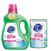 超能洗衣液洁净柔护1瓶+1袋组合3斤装深层去污渍柔软亲肤清香家庭