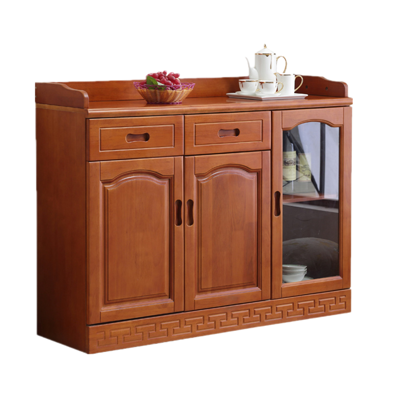 青木川 实木餐边柜酒柜靠墙一体客厅餐厅家用酒水柜茶水柜碗柜 小户型1.2米厨房置物架收纳储物柜多功能碗柜矮柜