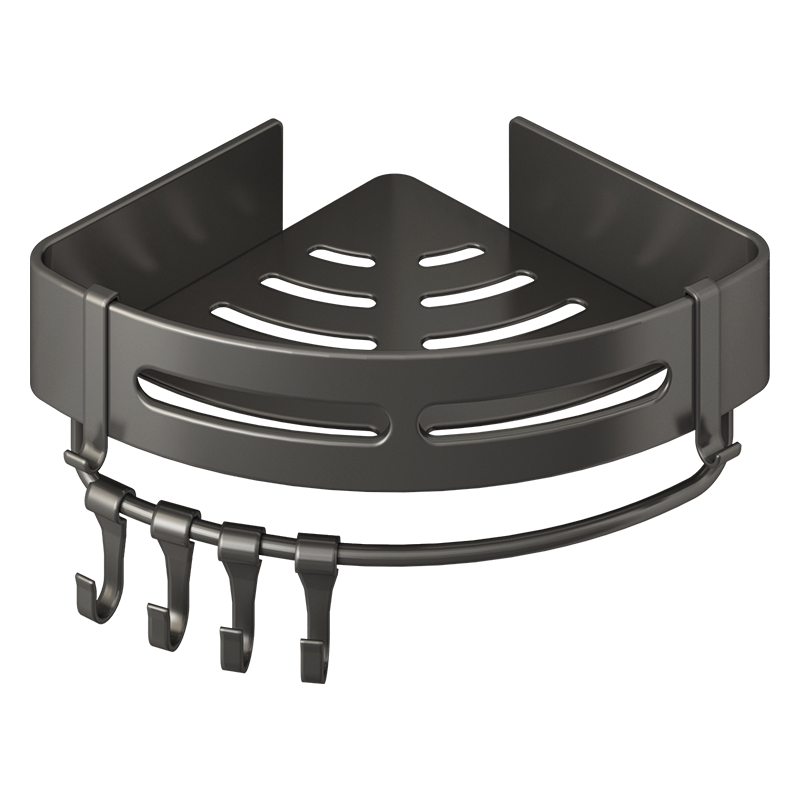 枪灰卫生间三角置物架壁挂式免打孔浴室厕所洗漱台淋浴房转角架子