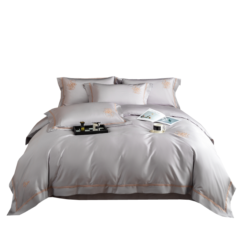 汉司家纺 150*200 丝滑裸感天丝棉蕾拉款 床上三件套 (计价单位:套)银灰 透气干爽 光滑柔软 强力持久
