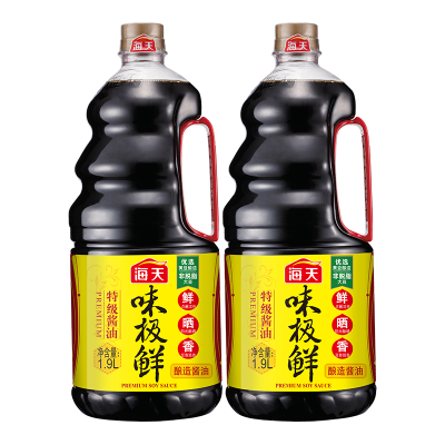 海天酱油味极鲜1.9L*2瓶优惠装 特级生抽酱油黄豆酿造蒸鱼豉油煲仔饭酱汁