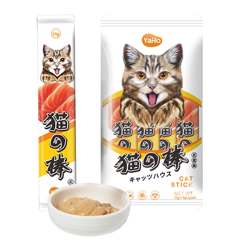 YAHO亚禾 猫零食 猫条2包装共300g (15g×10条/包) 幼猫小猫咪湿粮流质猫棒