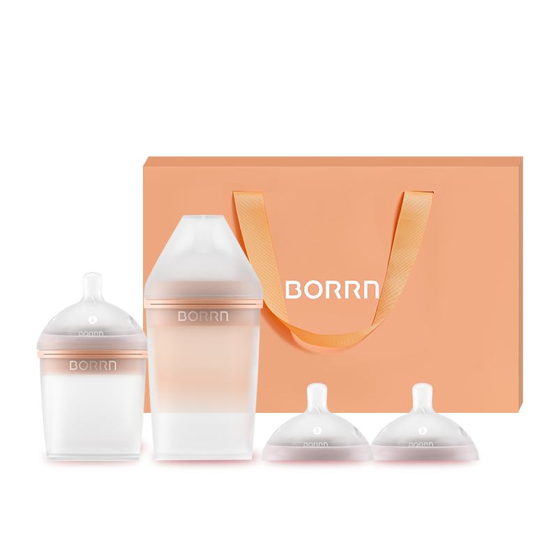 英国原装进口BORRN新生婴儿奶瓶(海洋绿)礼盒套装防胀气防呛奶初生宝宝硅胶0到1岁送礼