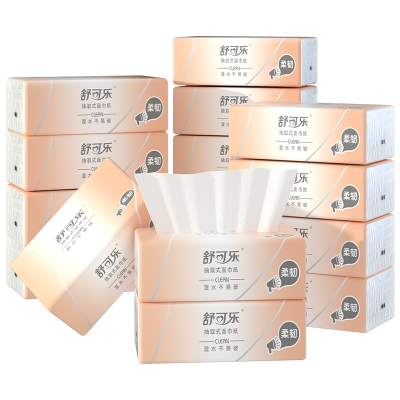 舒可乐 可湿水抽取式纸面巾4层40抽每包原生木浆抽纸纸巾实惠装餐巾纸家庭装纸抽卫生纸家用母婴可用 80包箱装