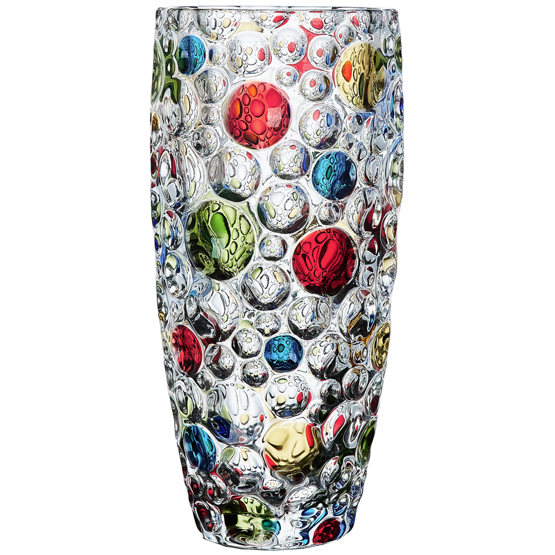 青苹果欧式手绘彩色玻璃编织纹撞色花瓶彩绘轻奢高级感居家客厅插花摆件