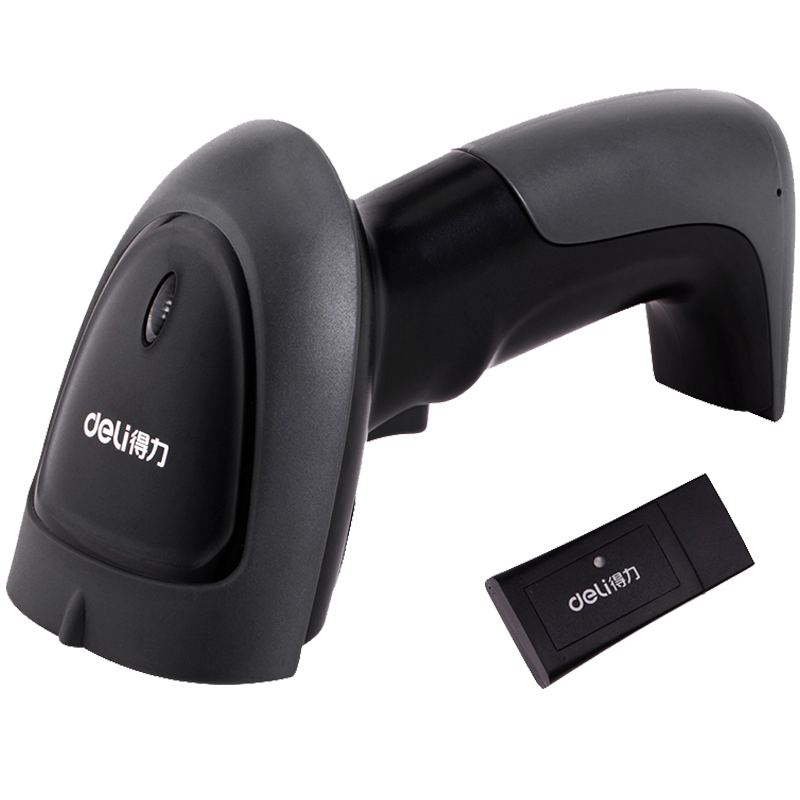 得力14970W扫码枪扫描枪 无线扫描器充电底座白色一台装 条码扫描二维码收银收款码 快递物流备件仓库