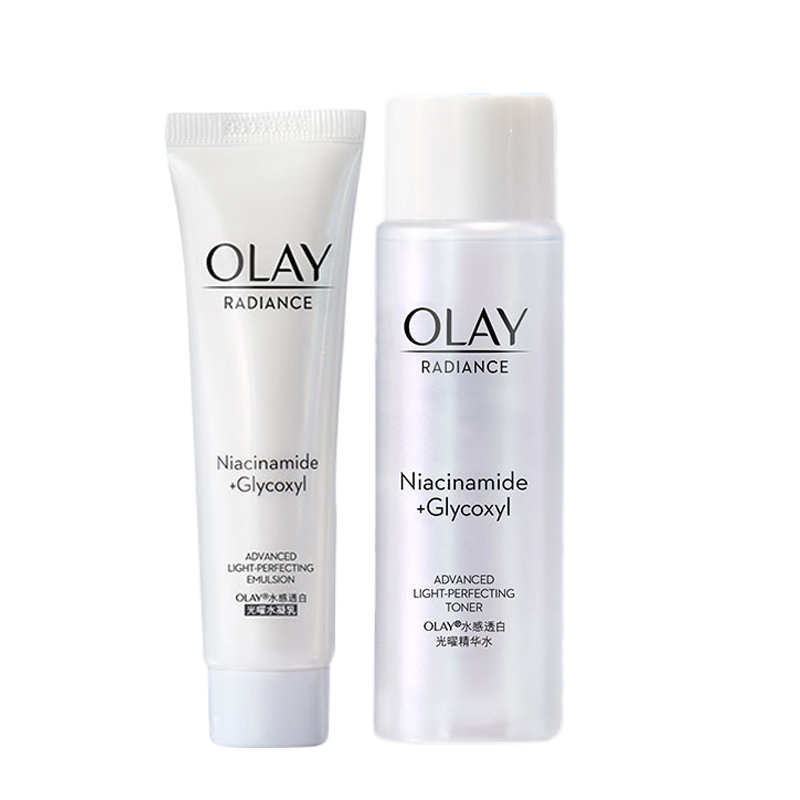 OLAY玉兰油抗糖美白水乳组合 光耀精华水50ml+水凝乳35ml抗糖小白瓶
