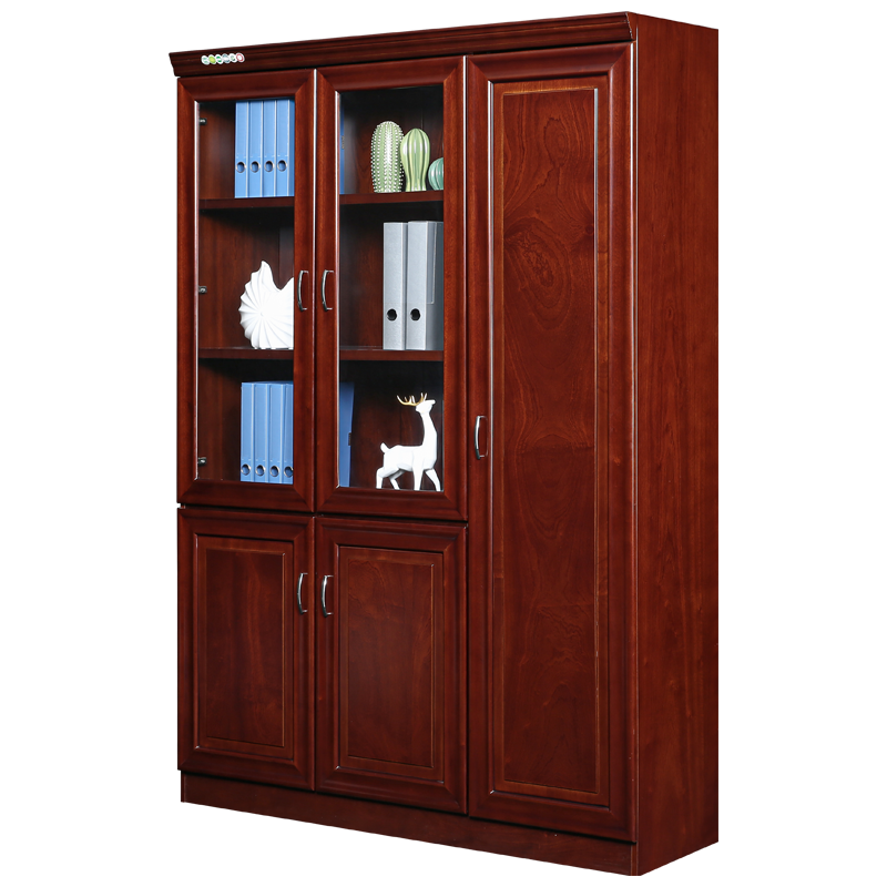 黎明 油漆文件柜木质员工柜木皮贴面资料档案柜右三门1380*450*2000mm