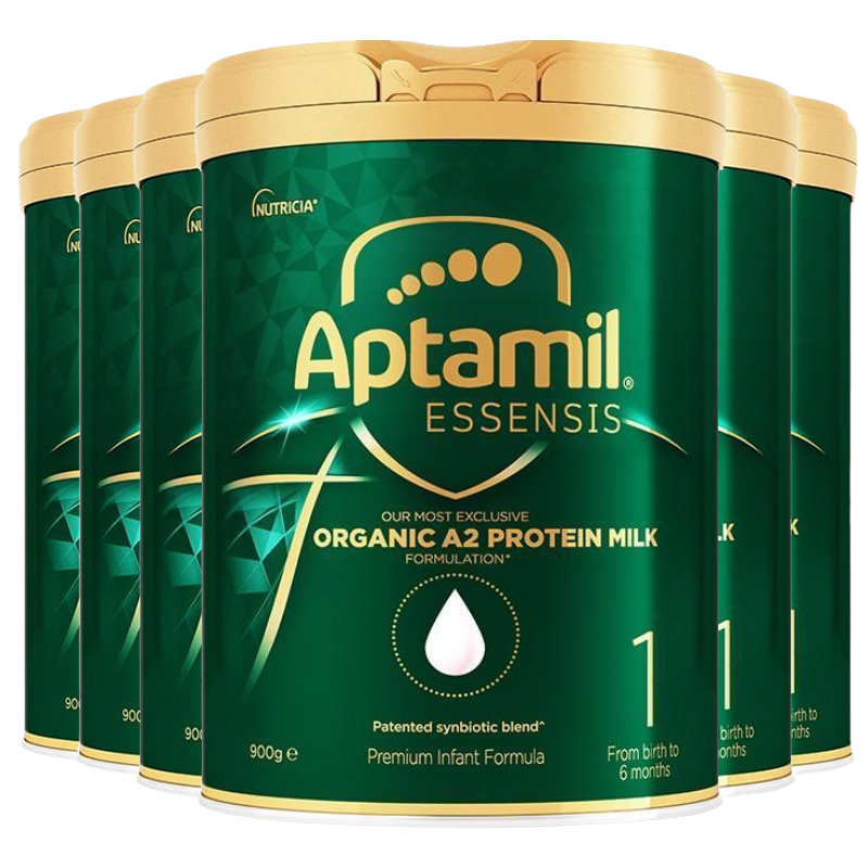 [6罐装 有效期26年9月]原装进口澳洲爱他美Aptamil奇迹蓝罐光耀系列有机A2绿罐婴幼儿配方奶粉1段900g