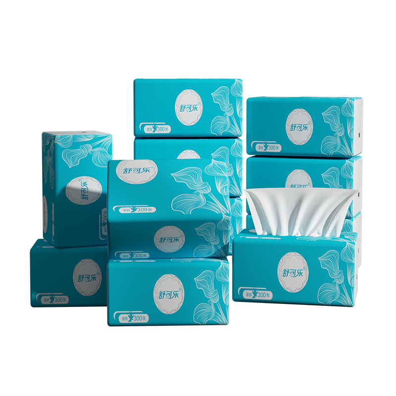 舒可乐 可湿水抽取式纸面巾4层75抽每包 原生木浆抽纸实惠装餐巾纸家庭装纸抽卫生纸家用母婴可用 1包装