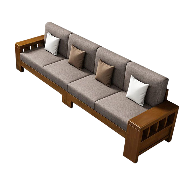 宜木雅居 新中式实木沙发组合转角可拆洗布艺沙发三人大小户型客厅整装家具