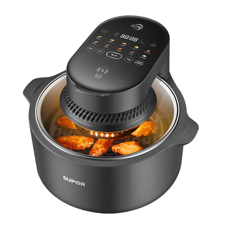 苏泊尔空气炸锅 远红外穿透加热 7L大容量可视电炸锅 蒸汽嫩炸薯条机 上盖可拆洗 KD70YQ87 商场同款
