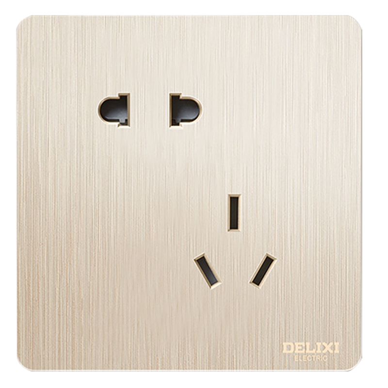 德力西86开关插座五孔带单开双控USB电源家86开关插座五孔带单开双控USB电源家用墙壁电脑面板拉丝香槟金电源插座