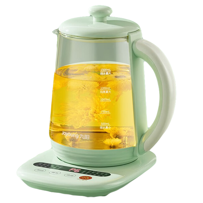 九阳(Joyoung)养生壶煮茶器1.5L烧水壶多段保温花茶煮茶器智能恒温电水壶绿色 K15D-WY123[炖煮双全]