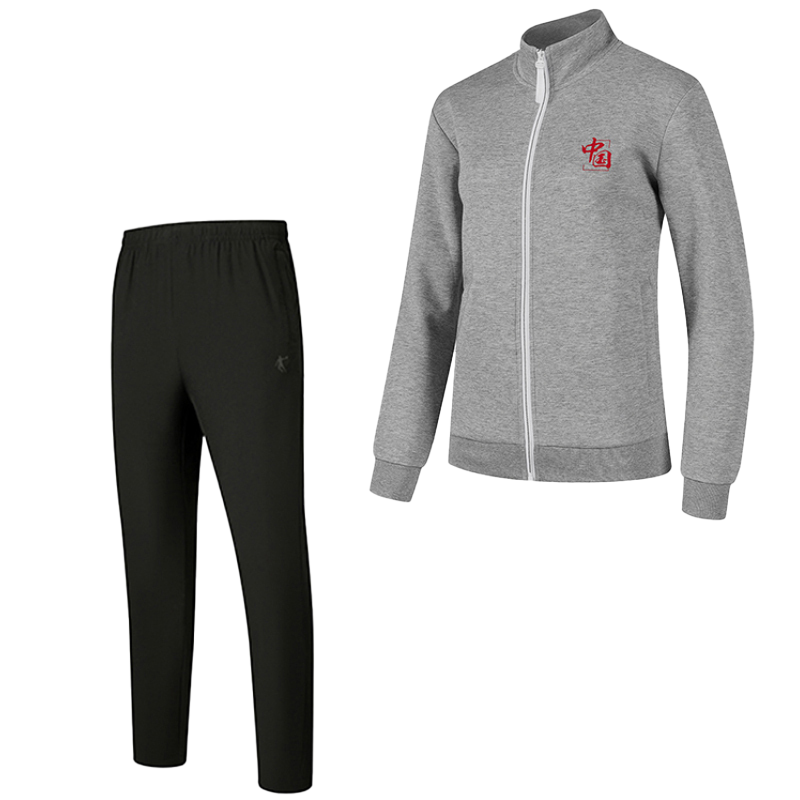 乔丹 运动长袖长裤套装 运动套装 KWD41213294+KKL43211277 灰花灰+黑色 M 套