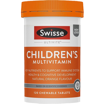 澳洲Swisse瑞思 儿童复合维生素咀嚼片剂 甜橙味 120粒 1瓶装 补充青少年成长所需多种营养 澳大利亚进口