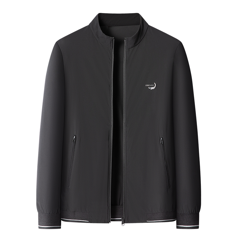 鳄鱼恤CROCODILE 中青年男士夹克耐磨耐穿商务拉链防风抗皱外套