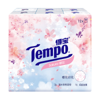 Tempo得宝樱花味迷你手帕纸7片12包纸巾 4层加厚外出迷你便携小包装有香卫生纸餐巾纸(新旧包装交替发货)