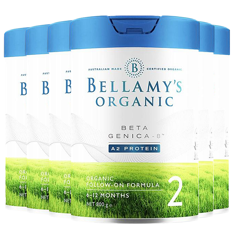 [6罐装 新效期26年6月后]原装进口澳洲贝拉米Bellamy's 白金版有机奶粉2段800g/罐装6-12月富含A2