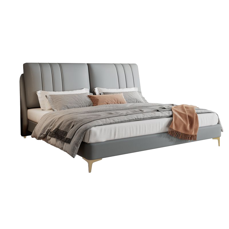 欧梵森 床 现代简约奶油风皮艺床双人床轻奢1.5m主卧床家用储物床实木床1.8米欧式大床北欧软包床大小户型意式轻奢婚床
