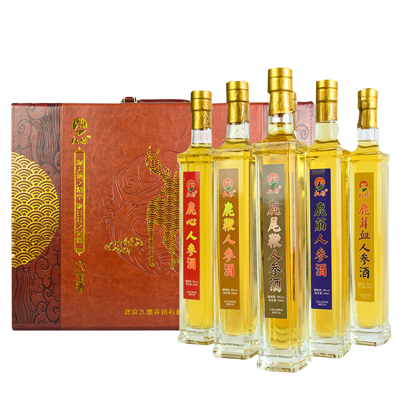 六宝酒礼盒养生鹿酒1560ml(260ml*6)共6瓶礼盒装鹿先生鹿鞭鹿心鹿筋鹿尾等鹿产品传统工艺配制 健康礼盒春节礼品