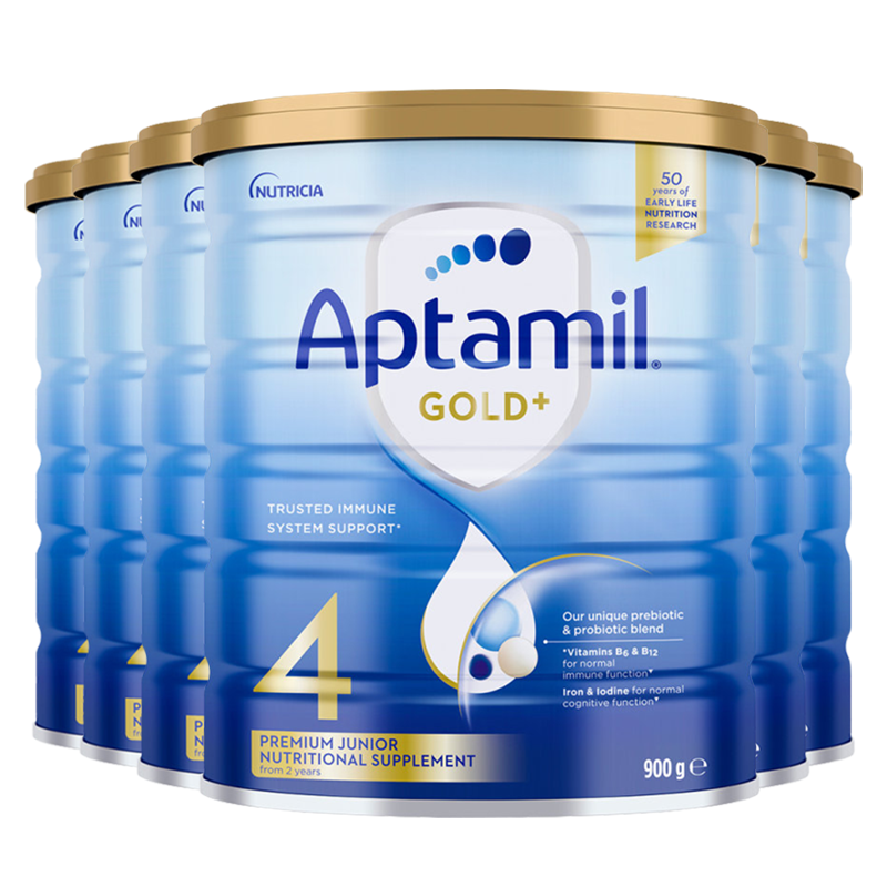 [6罐装 有效期26年9月后]原装进口澳洲Aptamil爱他美金装婴幼儿奶粉4段900g(3岁以上)