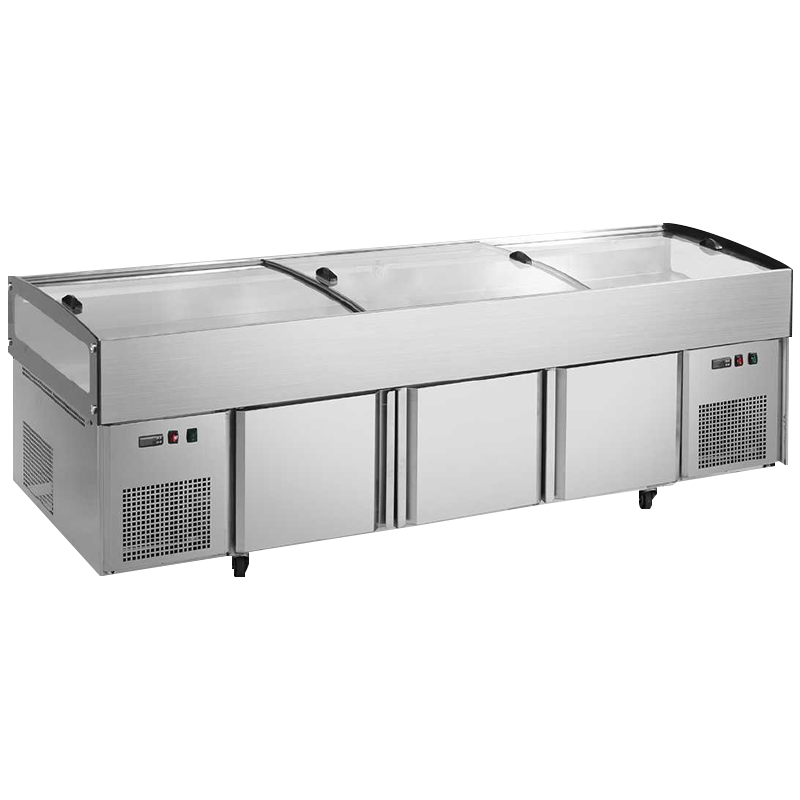 埃利斯冰台柜平台柜 展示柜点菜柜商用饭店烧烤菜品平弧不锈钢双温冷藏冷冻冰台柜工作台铜管1.8米BT-C1.8-D-M