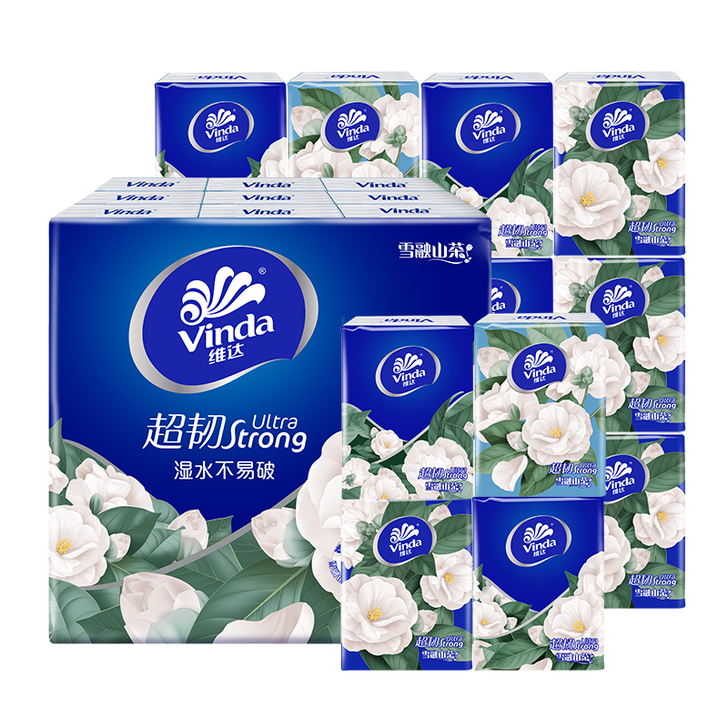 维达(Vinda)维达手帕纸山茶花香超韧36包提装纸手帕餐巾纸卫生纸超韧
